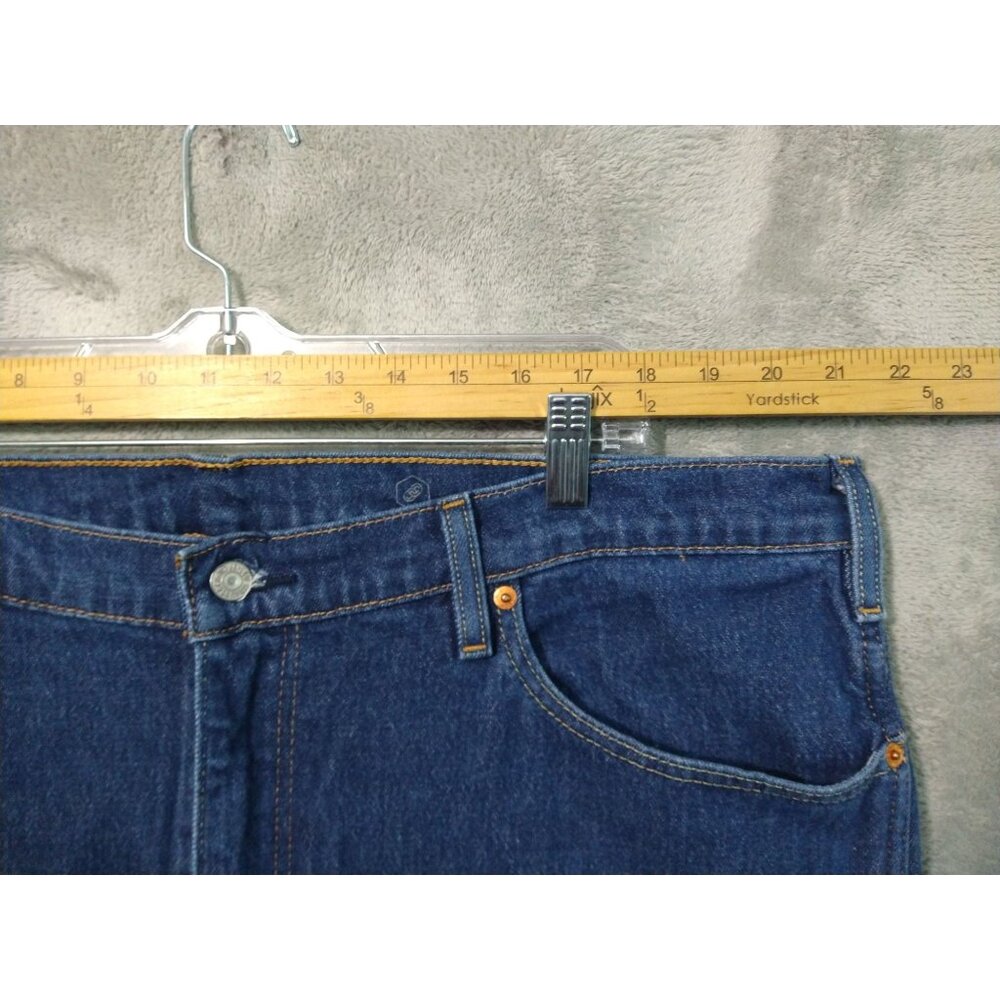 Levis Jeans Mens 44x32 Blue Denim Western Fit Straight Leg High Rise Stretch - Picture 3 of 11